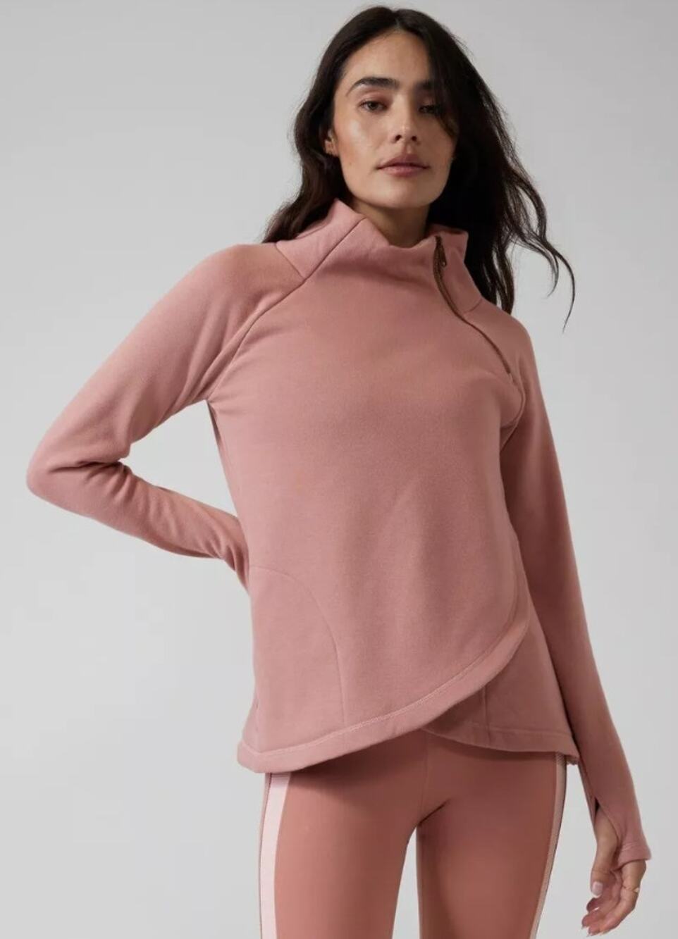Athleta Pink Karma Twist Asymmetrical Pullover Sweatshirt Women's size Medium